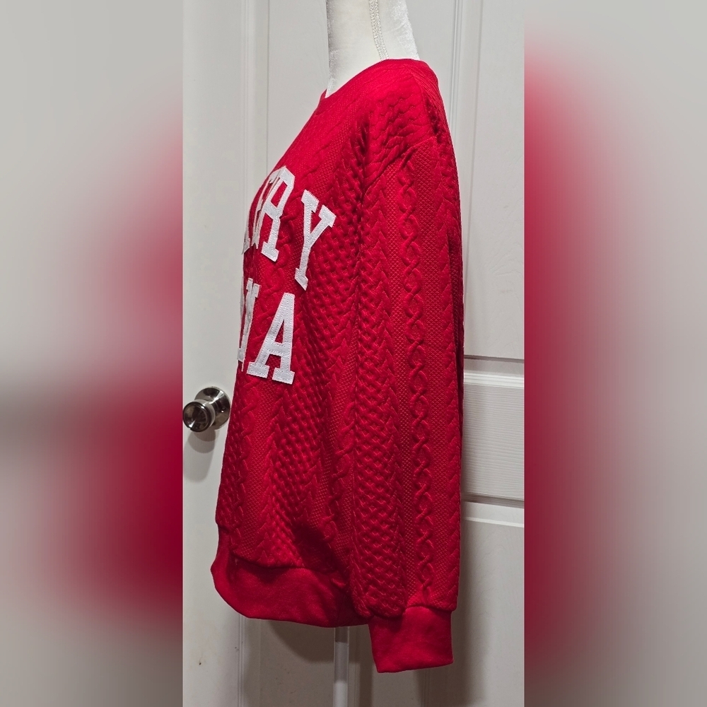 Simply Southern Red "Merry Mama" Sweater Sweatshirt - Picture 5 of 12